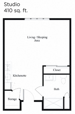 Studio Floor Plan at Cogir of Vancouver, Washington, 98682